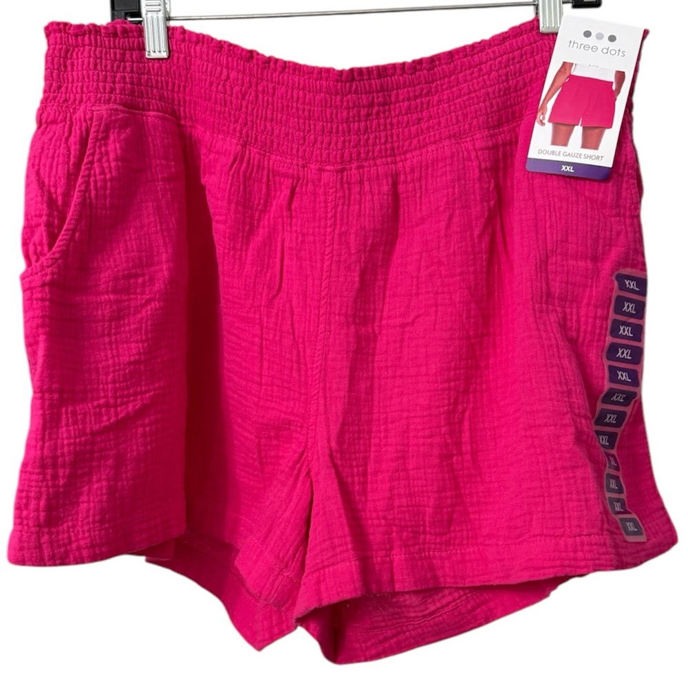 🩷Three Dots Women’s Fuchsia Pink 100% Cotton Size XXL.